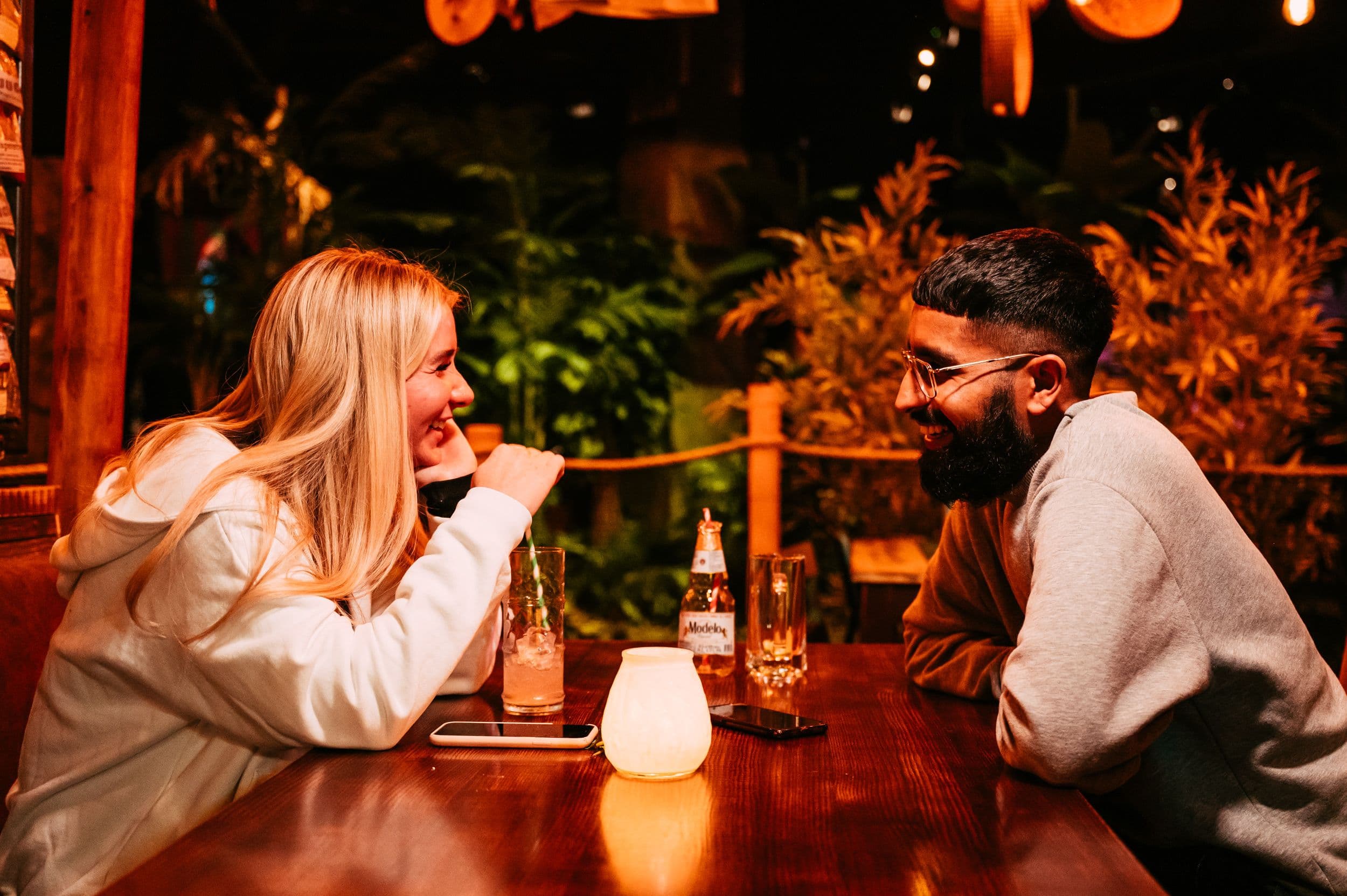 Couple enjoying drinks